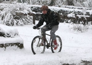Cycling in the snow